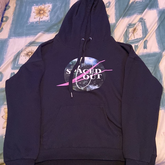 Navy Blue Spaced Out Pull over hoodie - Picture 2 of 4